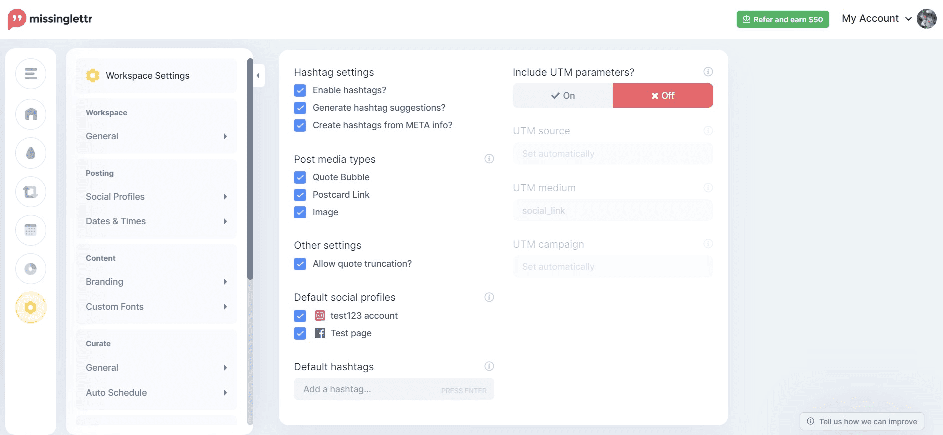 Marketing Automation Tool - Missinglettr