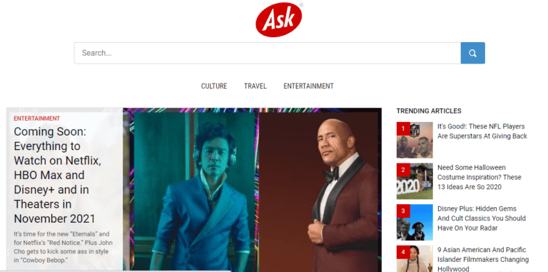 Ask.com search engine UK