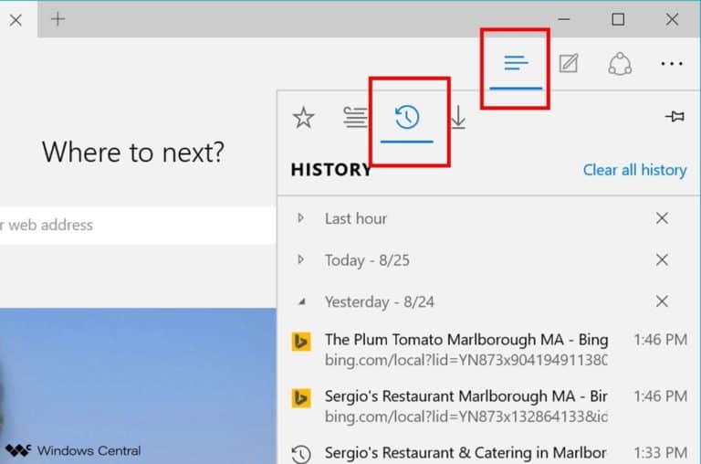 clear browser History from the Microsoft EDGE?