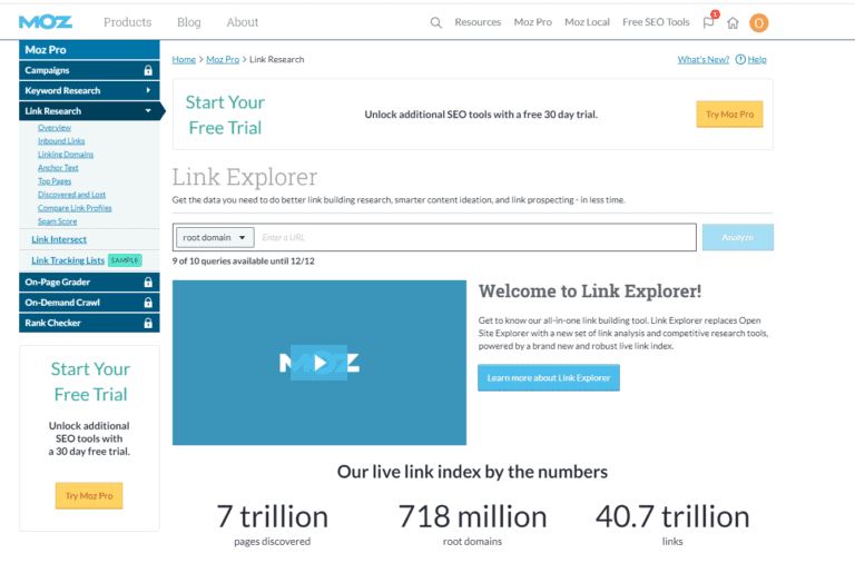 Moz backlink checker tool