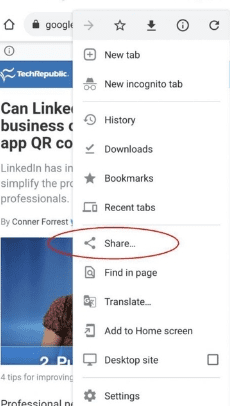 Select the option that reads “Share”
