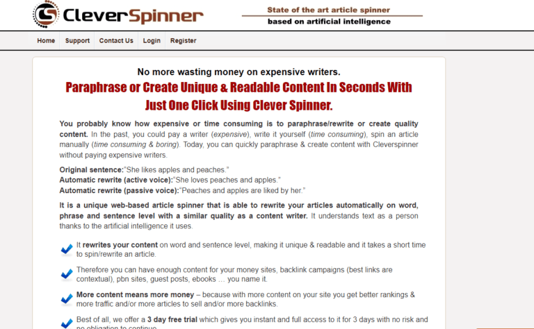 CleverSpinner Paraphrasing Tool