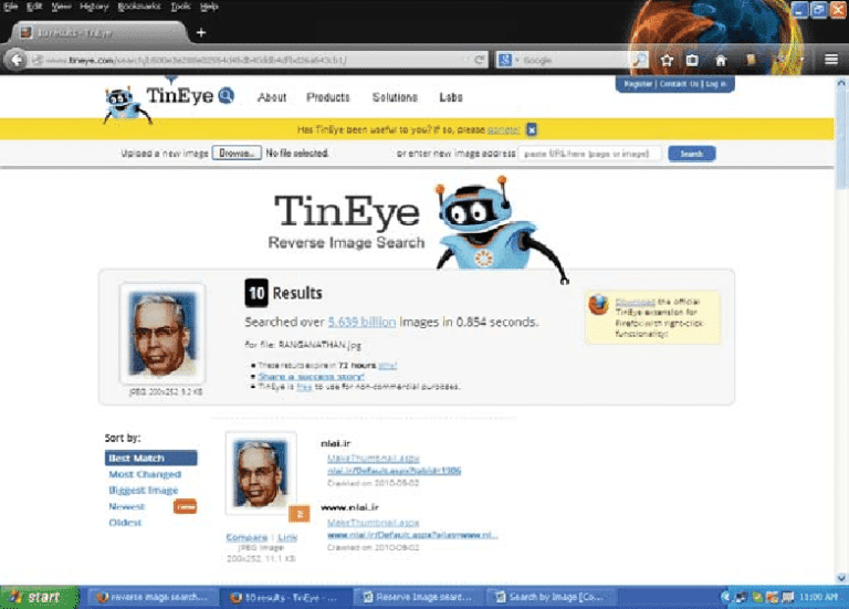 Reverse Image Search On TinEye