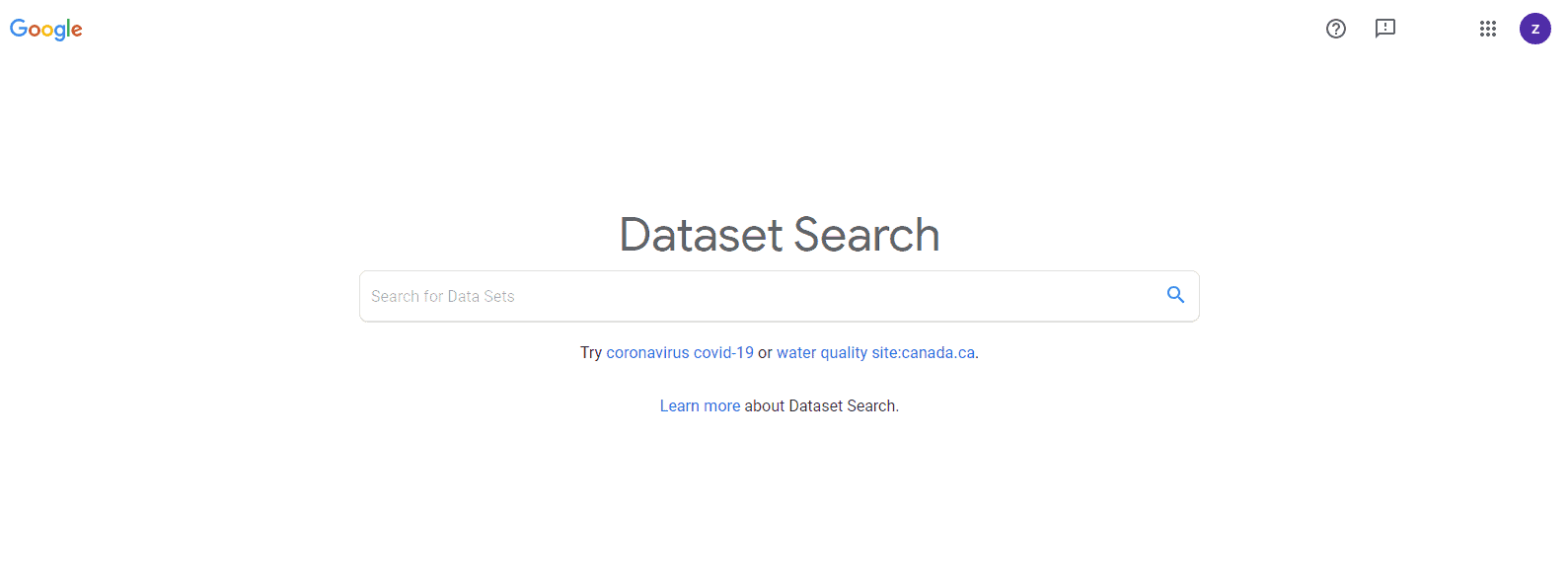 Search for Google Datasets