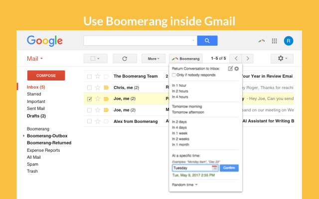 5. Boomerang in Gmail