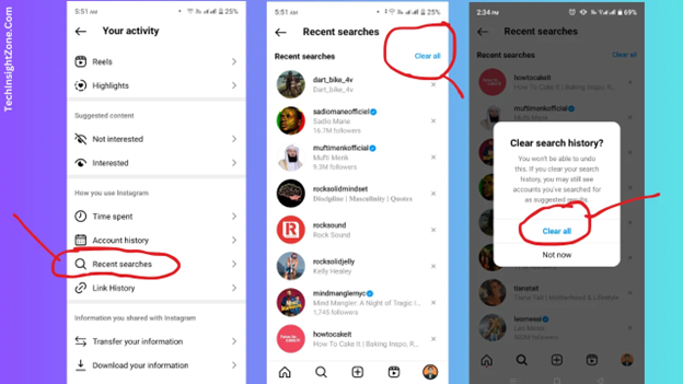 Method 1 – Clear Instagram Search History