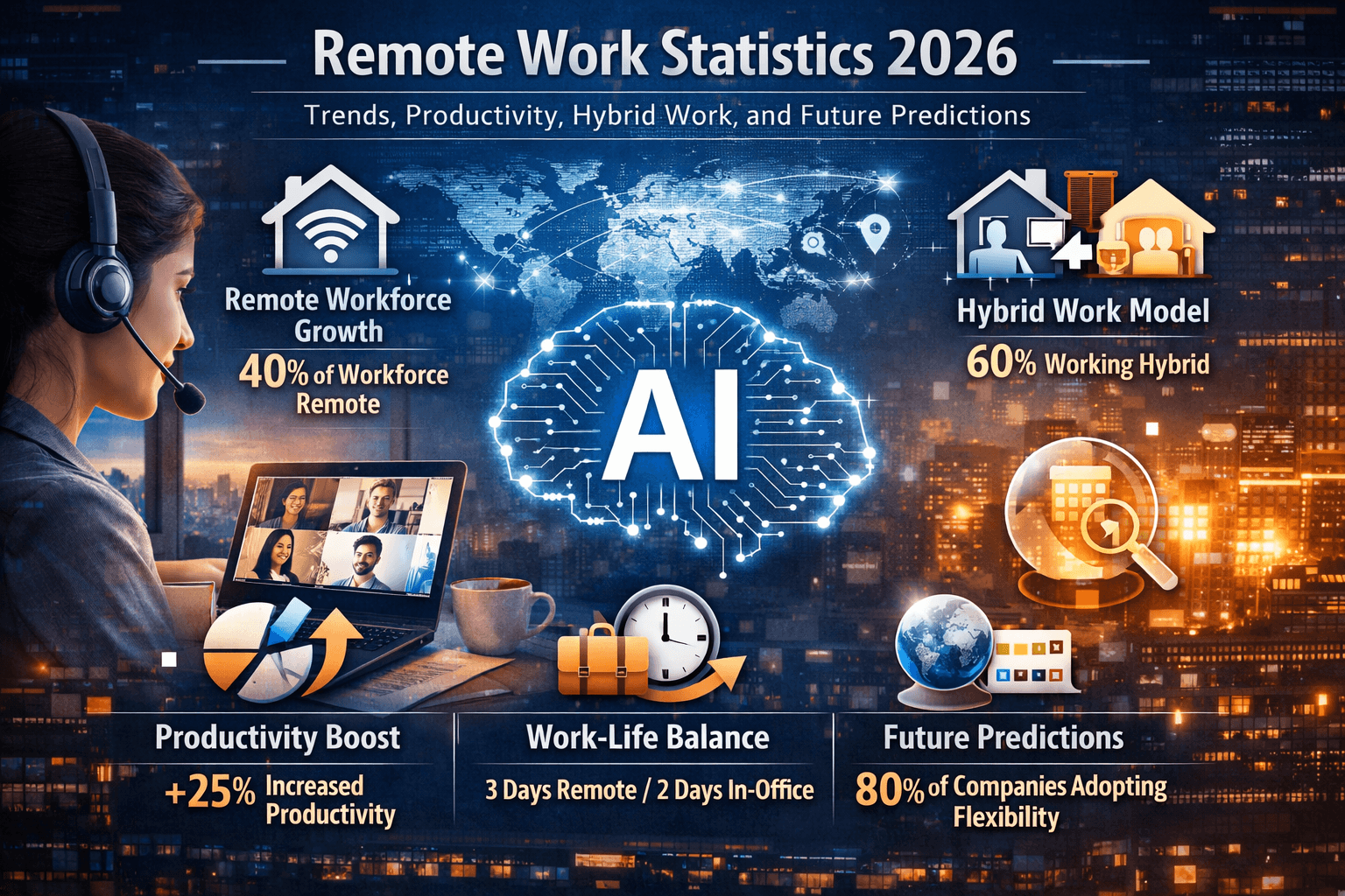 Remote Work Statistics 2026: Trends, Productivity, Hybrid Work, and Future Predictions