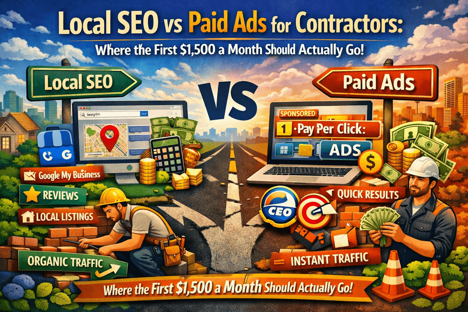Local SEO vs Paid Ads for Contractors: Where the First $1,500 a Month Should Actually Go