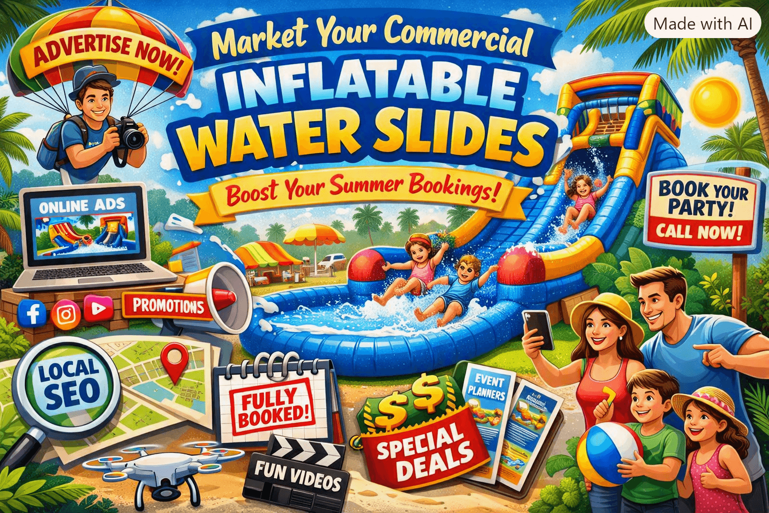 How to Market Commercial Inflatable Water Slides and Win More Summer Bookings?