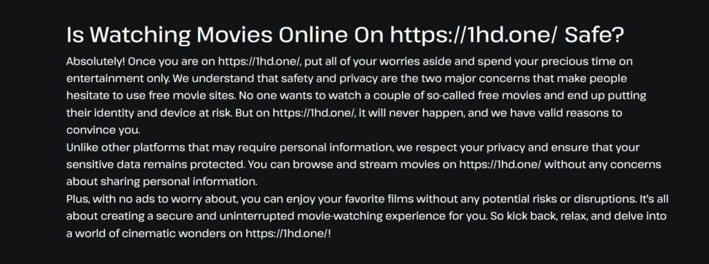 Is 1HD Safe?