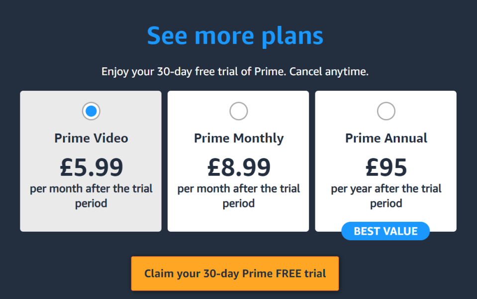 Prime Video Standalone Pricing